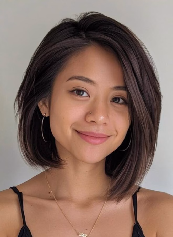 wanita dengan model rambut Asymmetrical Bob